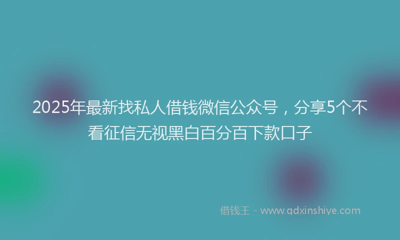 2025年最新找私人借钱微信公众号，分享5个不看征信无视黑白百分百下款口子