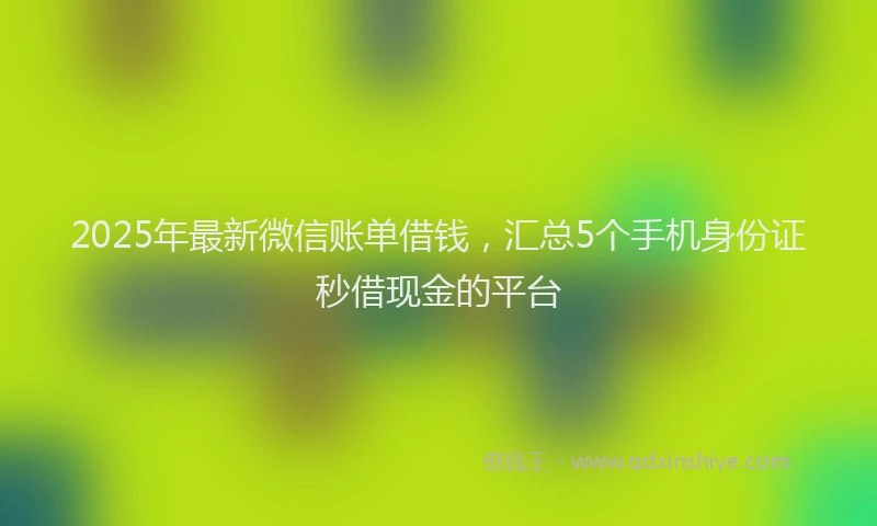 2025年最新微信账单借钱，汇总5个手机身份证秒借现金的平台