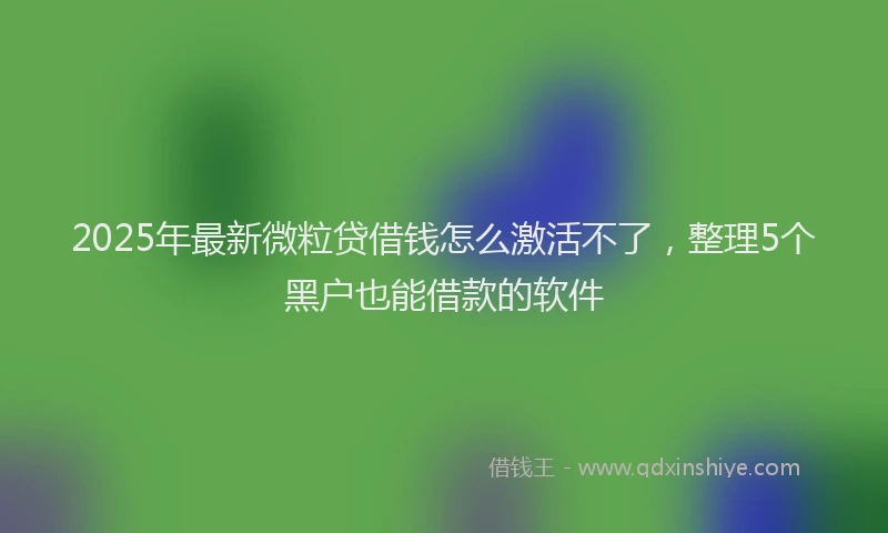 2025年最新微粒贷借钱怎么激活不了，整理5个黑户也能借款的软件