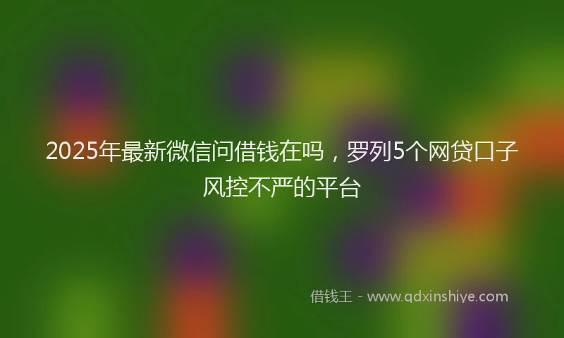 2025年最新微信问借钱在吗，罗列5个网贷口子风控不严的平台