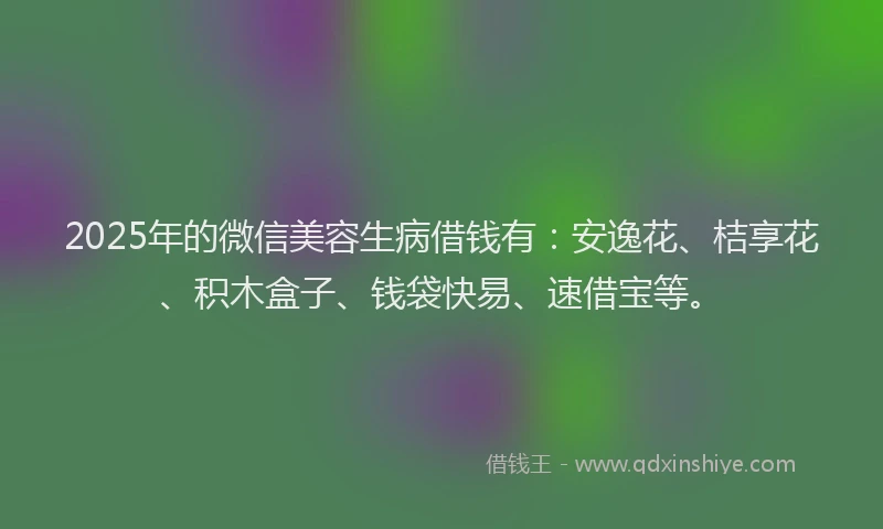 2025年的微信美容生病借钱有：安逸花、桔享花、积木盒子、钱袋快易、速借宝等。
