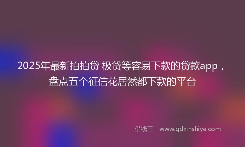 2025年最新拍拍贷 极贷等容易下款的贷款app，盘点五个征信花居然都下款的平台