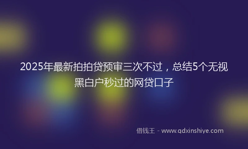 2025年最新拍拍贷预审三次不过，总结5个无视黑白户秒过的网贷口子