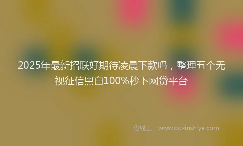 2025年最新招联好期待凌晨下款吗，整理五个无视征信黑白100%秒下网贷平台