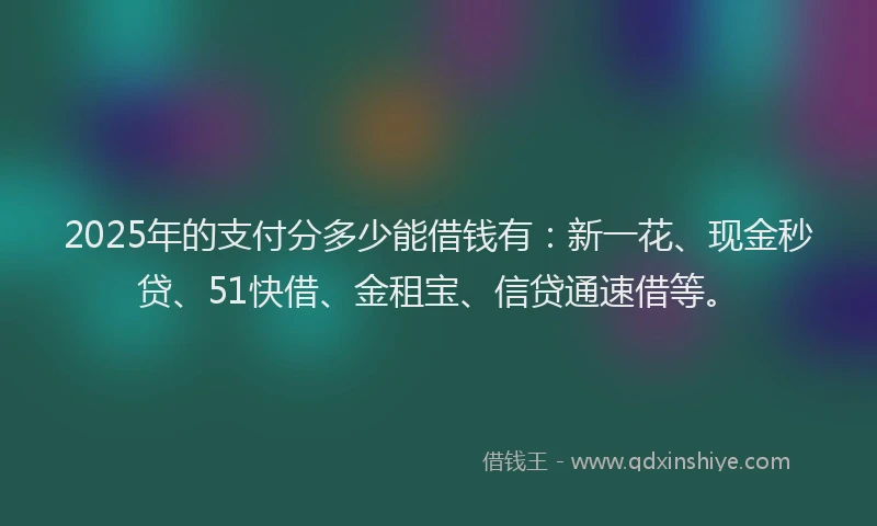2025年的支付分多少能借钱有：新一花、现金秒贷、51快借、金租宝、信贷通速借等。