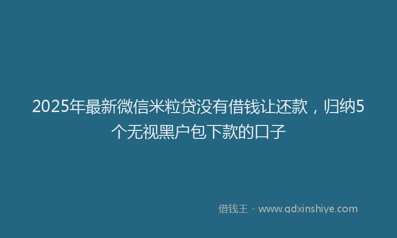 2025年最新微信米粒贷没有借钱让还款，归纳5个无视黑户包下款的口子