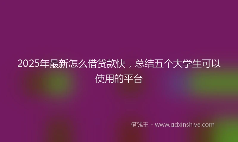 2025年最新怎么借贷款快，总结五个大学生可以使用的平台