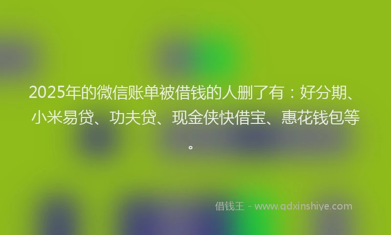 2025年的微信账单被借钱的人删了有：好分期、小米易贷、功夫贷、现金侠快借宝、惠花钱包等。
