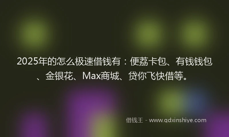 2025年的怎么极速借钱有：便荔卡包、有钱钱包、金银花、Max商城、贷你飞快借等。