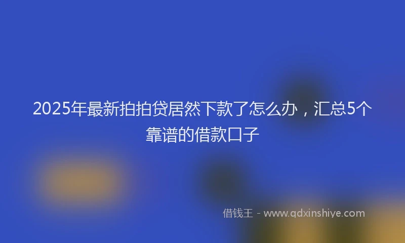 2025年最新拍拍贷居然下款了怎么办，汇总5个靠谱的借款口子
