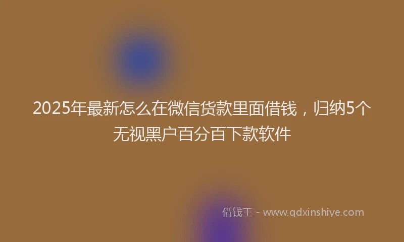 2025年最新怎么在微信货款里面借钱，归纳5个无视黑户百分百下款软件