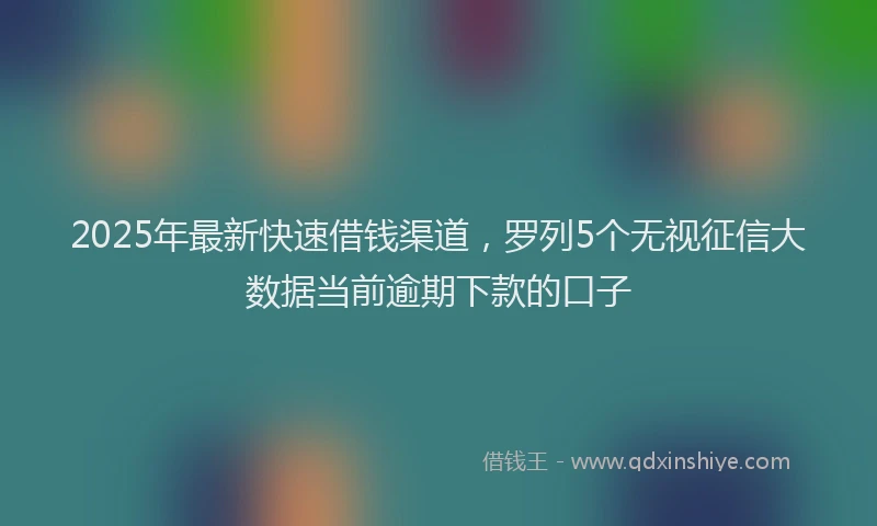 2025年最新快速借钱渠道，罗列5个无视征信大数据当前逾期下款的口子