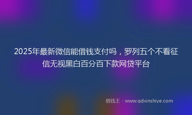 2025年最新微信能借钱支付吗，罗列五个不看征信无视黑白百分百下款网贷平台