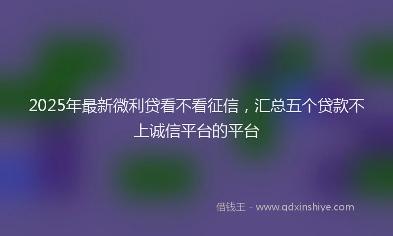 2025年最新微利贷看不看征信，汇总五个贷款不上诚信平台的平台