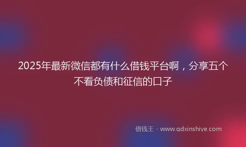 2025年最新微信都有什么借钱平台啊，分享五个不看负债和征信的口子