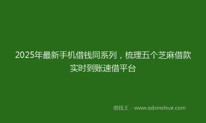 2025年最新手机借钱同系列，梳理五个芝麻借款实时到账速借平台