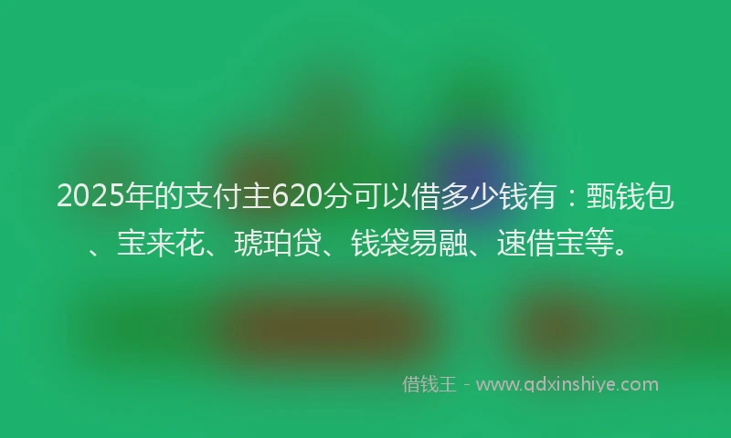 2025年的支付主620分可以借多少钱有：甄钱包、宝来花、琥珀贷、钱袋易融、速借宝等。