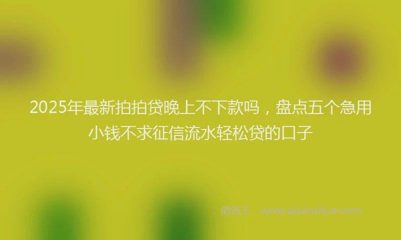 2025年最新拍拍贷晚上不下款吗，盘点五个急用小钱不求征信流水轻松贷的口子
