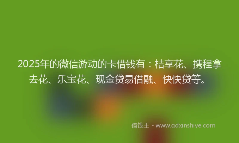 2025年的微信游动的卡借钱有：桔享花、携程拿去花、乐宝花、现金贷易借融、快快贷等。