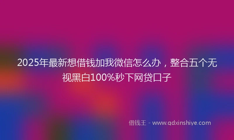 2025年最新想借钱加我微信怎么办，整合五个无视黑白100%秒下网贷口子