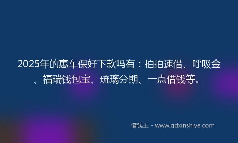 2025年的惠车保好下款吗有：拍拍速借、呼吸金、福瑞钱包宝、琉璃分期、一点借钱等。