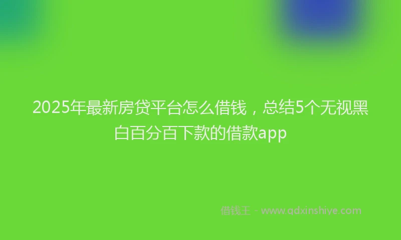 2025年最新房贷平台怎么借钱，总结5个无视黑白百分百下款的借款app