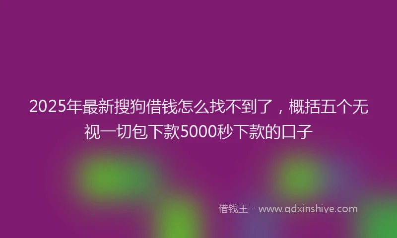 2025年最新搜狗借钱怎么找不到了，概括五个无视一切包下款5000秒下款的口子