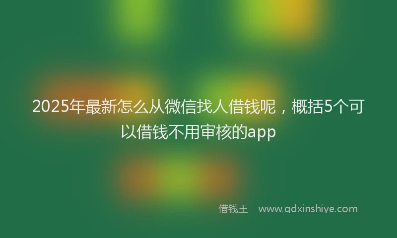 2025年最新怎么从微信找人借钱呢，概括5个可以借钱不用审核的app
