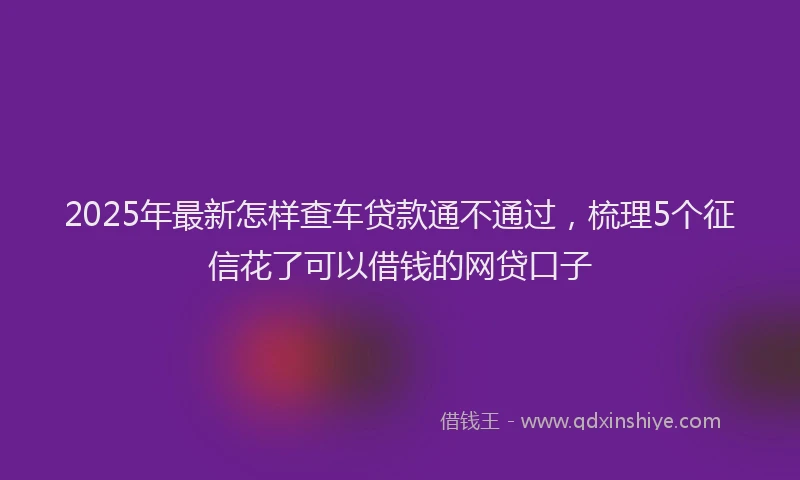 2025年最新怎样查车贷款通不通过，梳理5个征信花了可以借钱的网贷口子