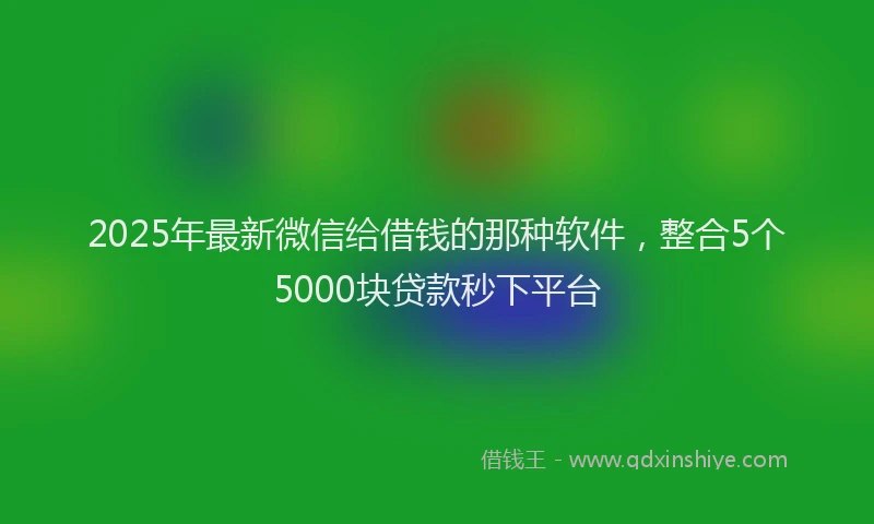 2025年最新微信给借钱的那种软件，整合5个5000块贷款秒下平台