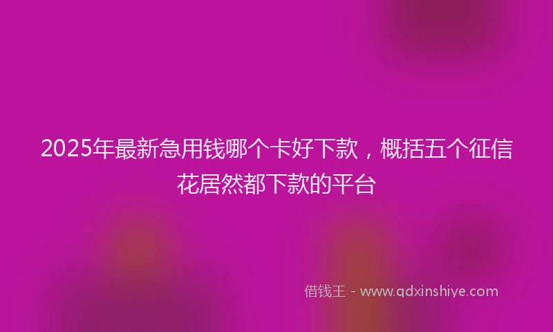 2025年最新急用钱哪个卡好下款，概括五个征信花居然都下款的平台