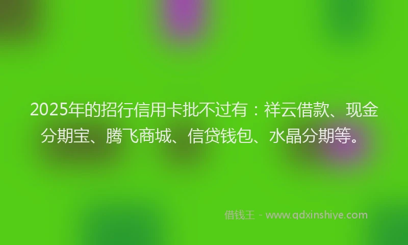 2025年的招行信用卡批不过有：祥云借款、现金分期宝、腾飞商城、信贷钱包、水晶分期等。