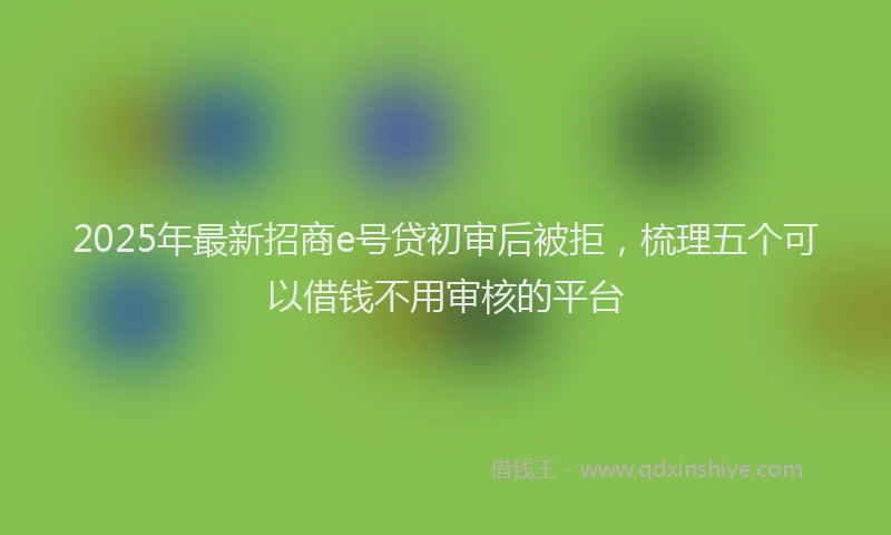 2025年最新招商e号贷初审后被拒，梳理五个可以借钱不用审核的平台