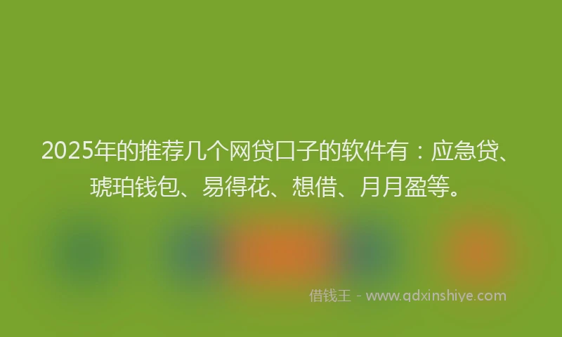 2025年的推荐几个网贷口子的软件有：应急贷、琥珀钱包、易得花、想借、月月盈等。