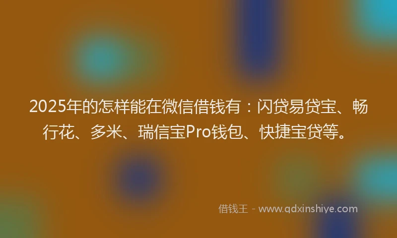 2025年的怎样能在微信借钱有：闪贷易贷宝、畅行花、多米、瑞信宝Pro钱包、快捷宝贷等。