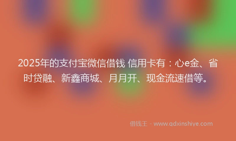 2025年的支付宝微信借钱 信用卡有：心e金、省时贷融、新鑫商城、月月开、现金流速借等。
