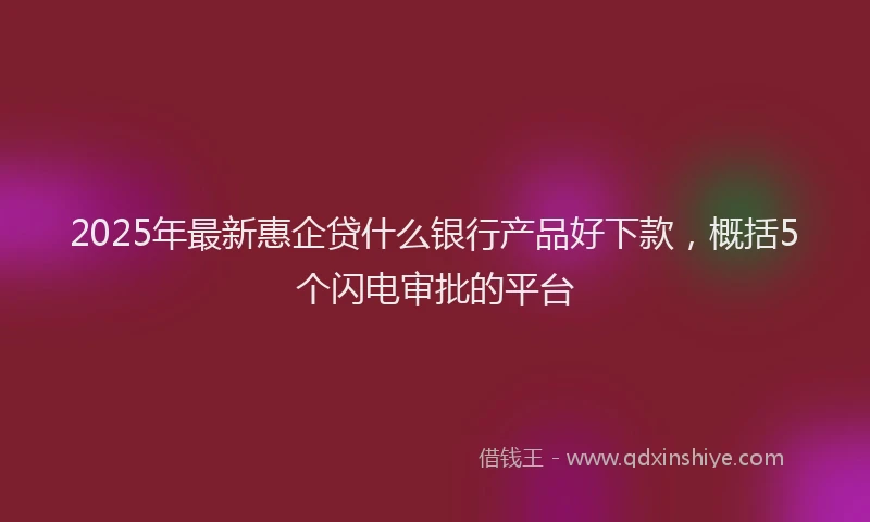 2025年最新惠企贷什么银行产品好下款，概括5个闪电审批的平台