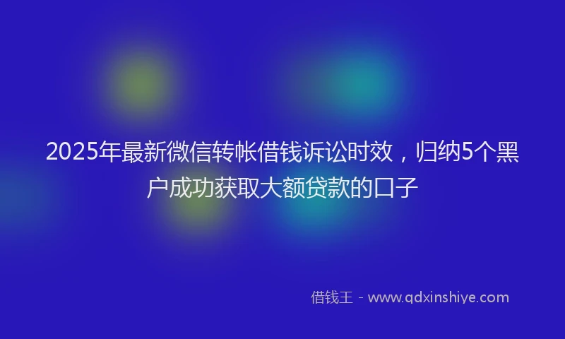2025年最新微信转帐借钱诉讼时效，归纳5个黑户成功获取大额贷款的口子