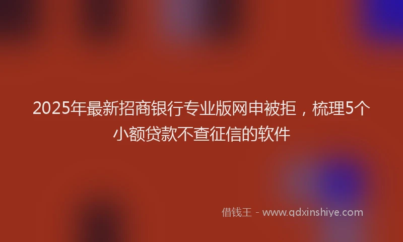 2025年最新招商银行专业版网申被拒，梳理5个小额贷款不查征信的软件