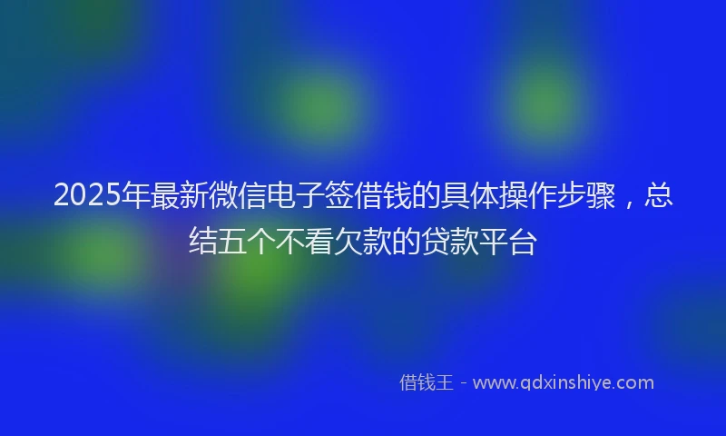 2025年最新微信电子签借钱的具体操作步骤，总结五个不看欠款的贷款平台