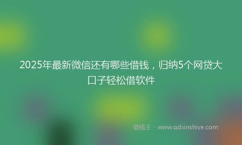 2025年最新微信还有哪些借钱，归纳5个网贷大口子轻松借软件