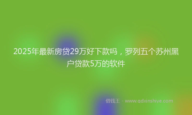 2025年最新房贷29万好下款吗，罗列五个苏州黑户贷款5万的软件