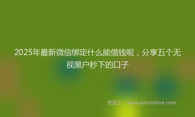 2025年最新微信绑定什么能借钱呢，分享五个无视黑户秒下的口子