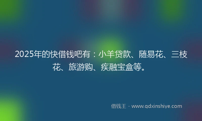 2025年的快借钱吧有：小羊贷款、随易花、三枝花、旅游购、疾融宝盒等。