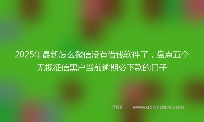 2025年最新怎么微信没有借钱软件了，盘点五个无视征信黑户当前逾期必下款的口子