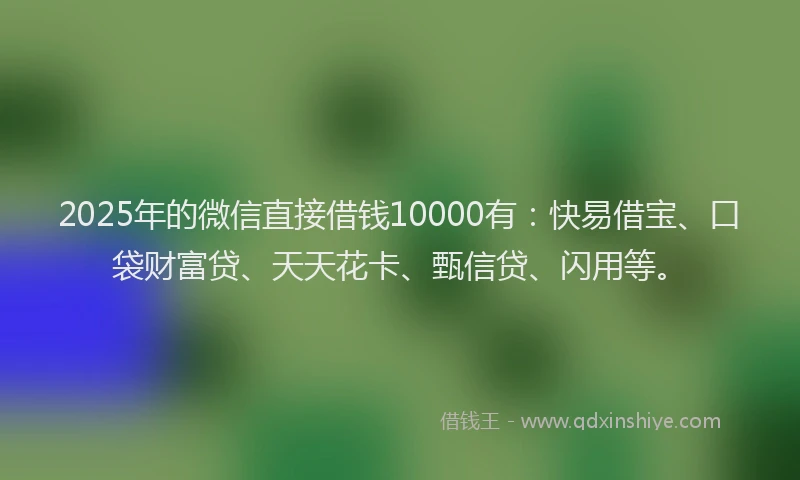 2025年的微信直接借钱10000有：快易借宝、口袋财富贷、天天花卡、甄信贷、闪用等。