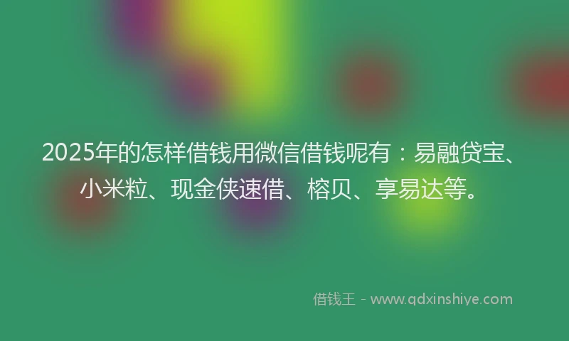 2025年的怎样借钱用微信借钱呢有：易融贷宝、小米粒、现金侠速借、榕贝、享易达等。
