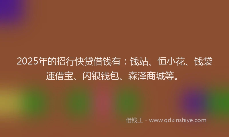 2025年的招行快贷借钱有：钱站、恒小花、钱袋速借宝、闪银钱包、森泽商城等。