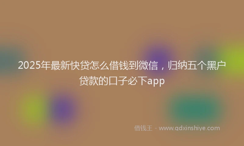 2025年最新快贷怎么借钱到微信，归纳五个黑户贷款的口子必下app