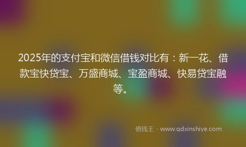 2025年的支付宝和微信借钱对比有：新一花、借款宝快贷宝、万盛商城、宝盈商城、快易贷宝融等。